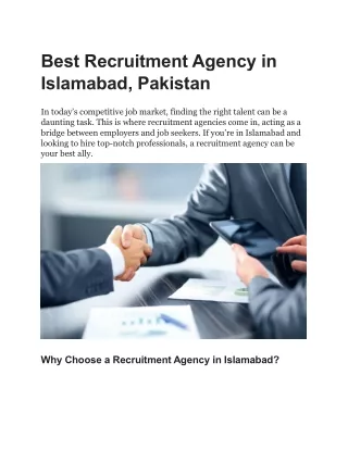 Best Recruitment Agency in Islamabad