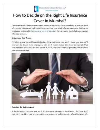 How to Decide on the Right Life Insurance Cover in Mumbai