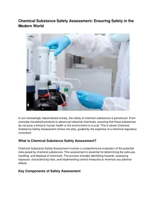 Chemical Substance Safety Assessment_ Ensuring Safety in the Modern World