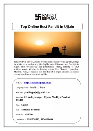 Top Online Best Pandit in Ujjain