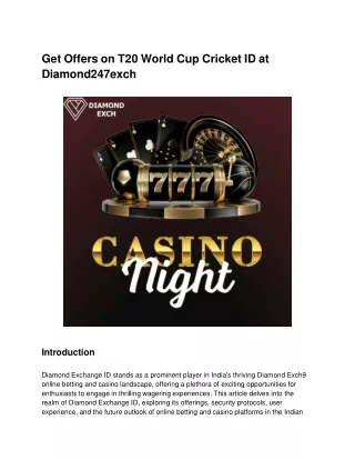 Get Offers on T20 World Cup Cricket ID at Diamond247exch