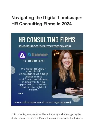 Navigating the Digital Landscape HR Consulting Firms in 2024