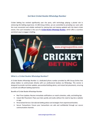 Get Best Cricket Bookie WhatsApp Number