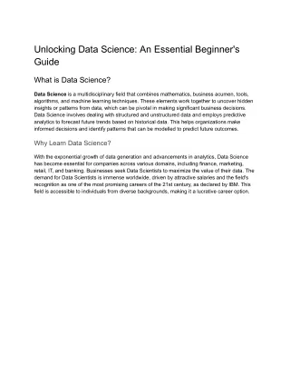 Unlocking Data Science_ An Essential Beginner's Guide