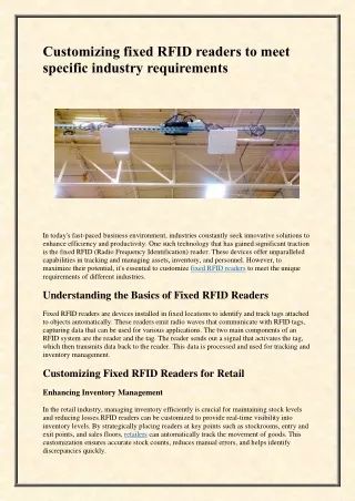 Customizing fixed RFID readers to meet specific industry requirements