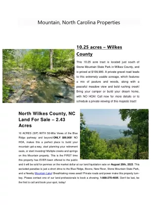 Exploring Prime Mountain Properties in North Carolina