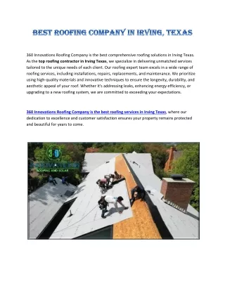 BEST ROOFING COMPANY IN IRVING TEXAS