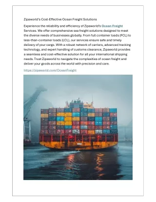 Zipaworld’s Cost-Effective Ocean Freight Solutions