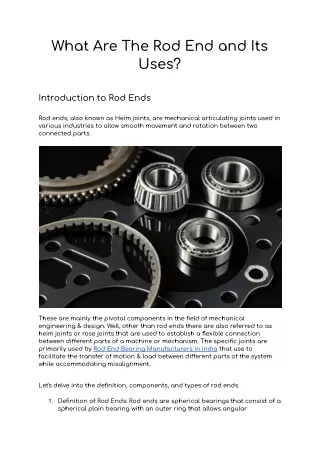 What Are The Rod End and Its Uses