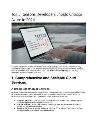 Top 5 Reasons Developers Should Choose Azure in 2024