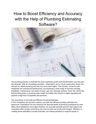How to Boost Efficiency and Accuracy with the Help of Plumbing Estimating Software