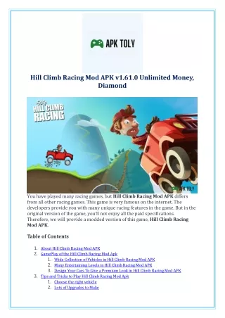 Hill Climb Racing Mod APK v1.61.0 Unlimited Money, Diamond