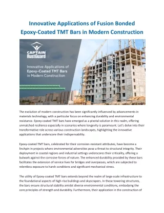 Innovative Applications of Fusion Bonded Epoxy-Coated TMT Bars in Modern Constru