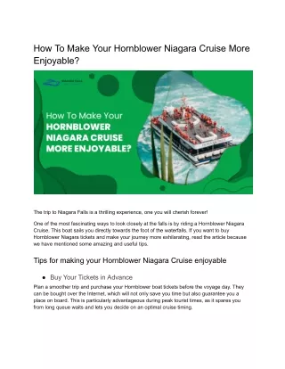 How To Make Your Hornblower Niagara Cruise More Enjoyable