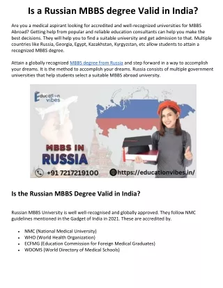 Is a Russian MBBS degree Valid in India