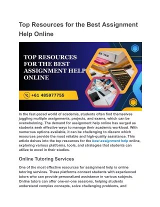 Top Resources for the Best Assignment Help Online - Google Docs