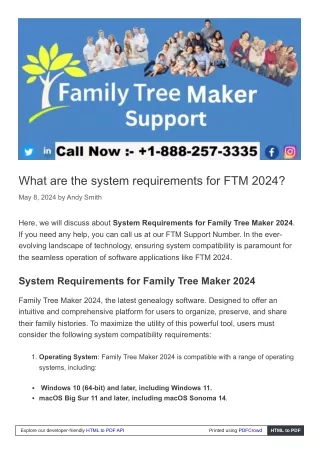 System Requirements for Family Tree Maker 2024