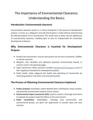 The Importance of Environmental Clearance_ Understanding the Basics