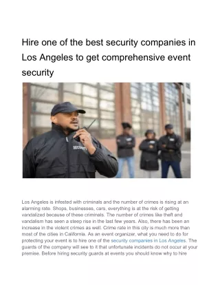 Hire one of the best security companies in Los Angeles to get comprehensive event security A picture of the logo for the