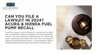 Can You File a Lawsuit in 2024 Acura & Honda Fuel Pump Recall