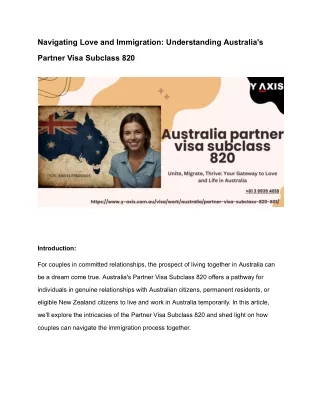 Navigating Love and Immigration: Understanding Australia's Partner Visa Subclass