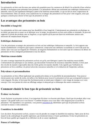 Les présentoirs en bois : une option durable et écologique pour votre magasin