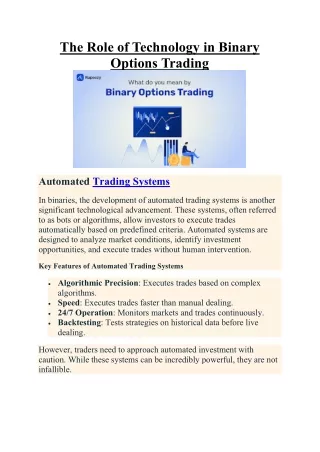 The Role of Technology in Binary Options