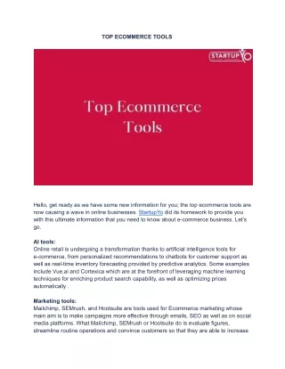 TOP ECOMMERCE TOOLS