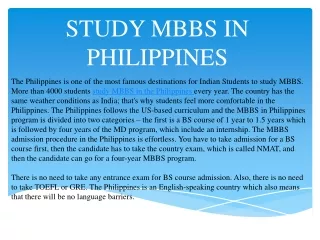 STUDY MBBS IN PHILIPPINES