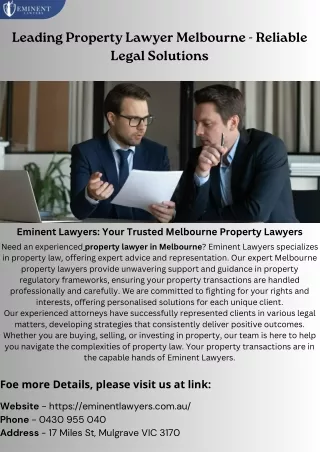 Leading Property Lawyer Melbourne - Reliable Legal Solutions