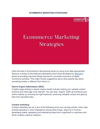 ECOMMERCE MARKETING STRATEGIES