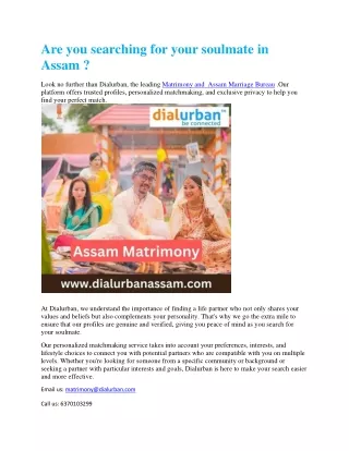Best  Matrimony & Marriage Bureau in AssamDialurban