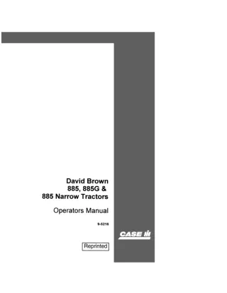 Case IH David Brown 885 885G & 885 Narrow Tractors Operator’s Manual Instant Download (Publication No.9-5216)
