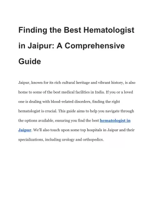 Finding the Best Hematologist in Jaipur_ A Comprehensive Guide (1)