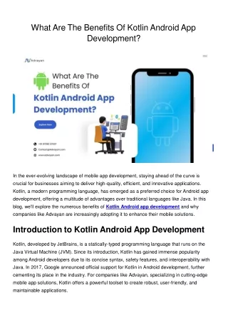 What Are The Benefits Of Kotlin Android App Development