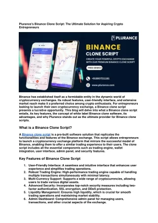 Binance Clone  Script Document