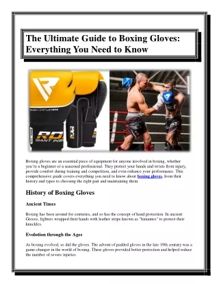 The Ultimate Guide to Boxing Gloves Everything You Need to Know