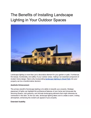 The Benefits of Installing Landscape Lighting in Your Outdoor Spaces