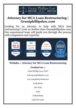 Attorney for MCA Loan Restructuring  Grantphillipslaw.com