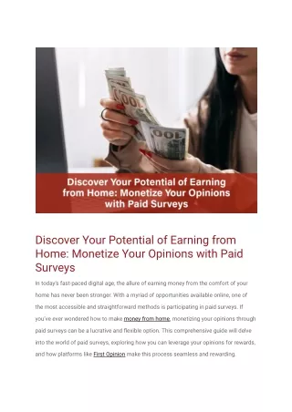 Discover Your Potential of Earning from Home_ Monetize Your Opinions with Paid Surveys