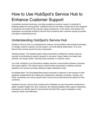 How to Use HubSpot’s Service Hub to Enhance Customer Support