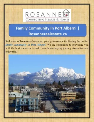 Family Community In Port Alberni Rosannerealestate.ca