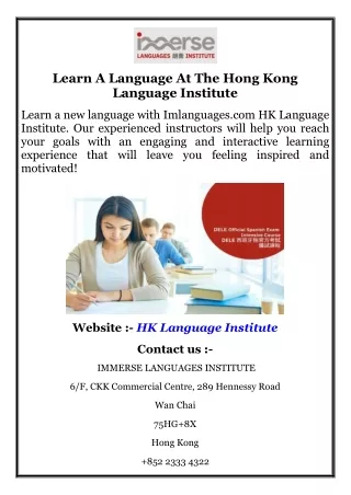 Learn A Language At The Hong Kong Language Institute