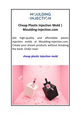 Cheap Plastic Injection Mold  Moulding-injection.com