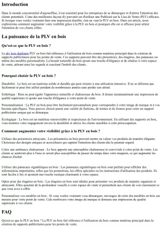 Augmentez Votre Visibilité grâce à la PLV en Bois