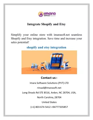 Integrate Shopify and Etsy