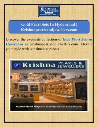 Gold Pearl Sets In Hyderabad  Krishnapearlsandjewellers.com
