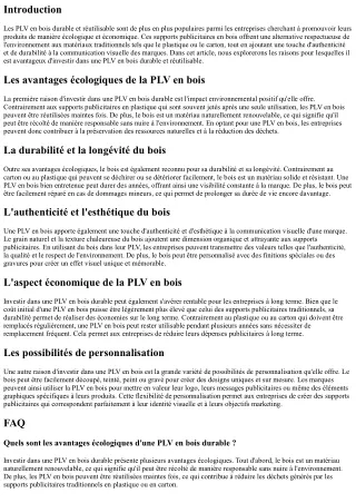 Les raisons d'investir dans une PLV en bois durable et réutilisable