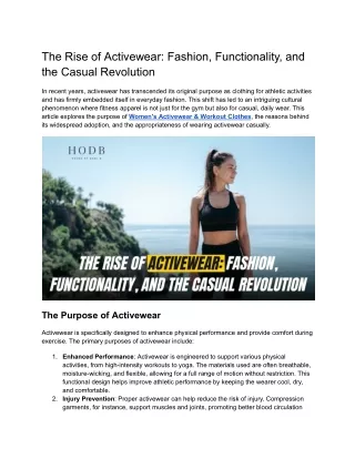 The Rise of Activewear_ Fashion, Functionality, and the Casual Revolution