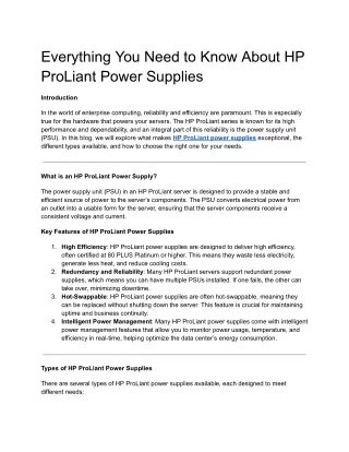Everything You Need to Know About HP ProLiant Power Supplies